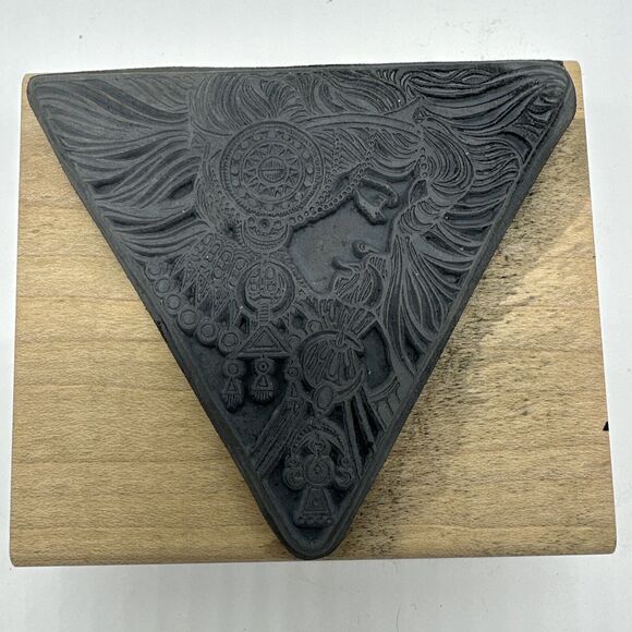 Goddess Celestial Woman Stamp Oasis Triangle Wood Mounted Rubber Stamp Rare - Picture 4 of 8